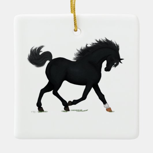 Black Beauty Personalized kerstpaard Pony Cer Keramisch Ornament (Voorkant)