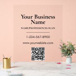 Black Bedrijfsnaam Storefront QR Code Contactgegev Acryl Bord