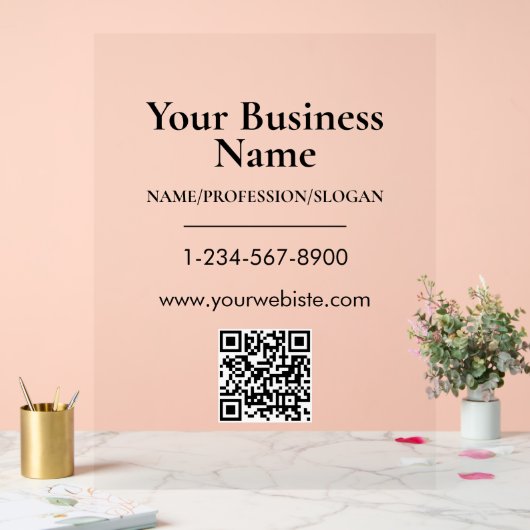 Black Bedrijfsnaam Storefront QR Code Contactgegev Acryl Bord (Huwelijk)