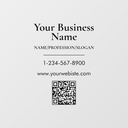Black Bedrijfsnaam Storefront QR Code Contactgegev Raamsticker (Vel)