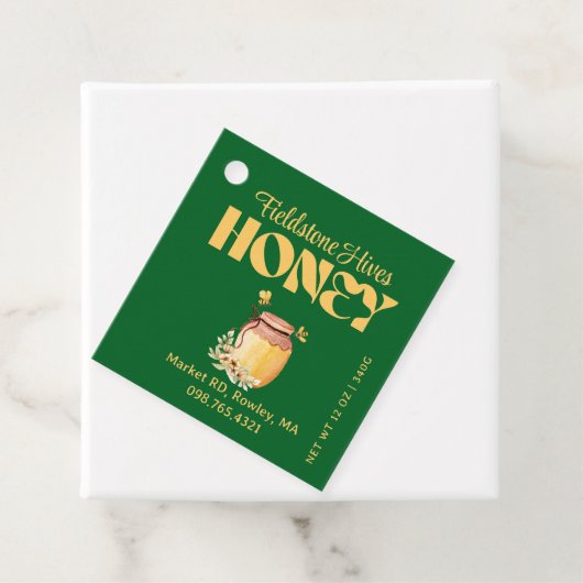 Black Bee Honey Label Metallic Gold Text  (In situ)