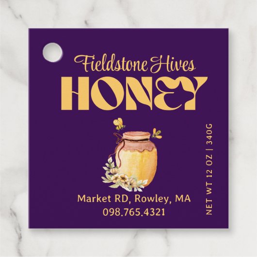 Black Bee Honey Label Metallic Gold Text  (Voorkant)