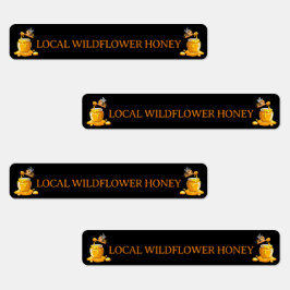 Black Bee Honey Label Metallic Gold Text