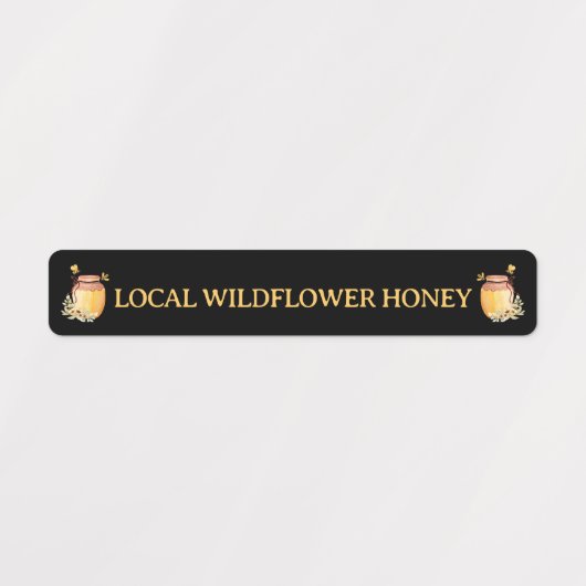 Black Bee Honey Label Metallic Gold Text (Design 1)