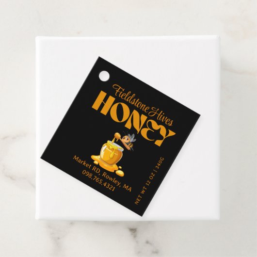 Black Bee Honey Label Metallic Gold Text (In situ)