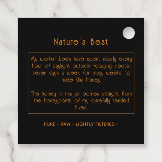 Black Bee Honey Label Metallic Gold Text (Achterkant)