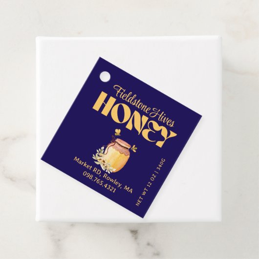 Black Bee Honey Label Metallic Gold Text  (In situ)