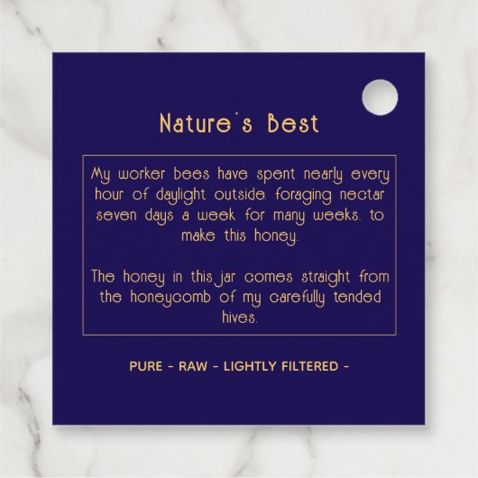 Black Bee Honey Label Metallic Gold Text  (Achterkant)