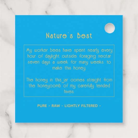 Black Bee Honey Label Metallic Gold Text  (Achterkant)