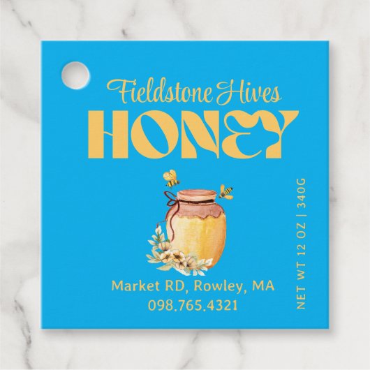 Black Bee Honey Label Metallic Gold Text  (Voorkant)