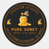 Black Bee Honey Label Metallic Gold Text (Voorkant)