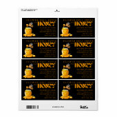 Black Bee Honey Label Metallic Gold Text (Full Sheet)
