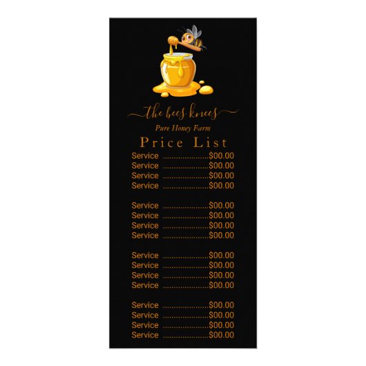 Black Bee Honey Label Metallic Gold Text  Reclamekaart (Voorkant)