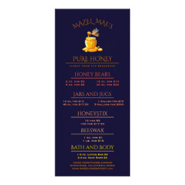 Black Bee Honey Label Metallic Gold Text  Reclamekaart