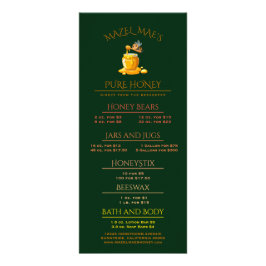 Black Bee Honey Label Metallic Gold Text  Reclamekaart