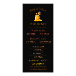 Black Bee Honey Label Metallic Gold Text  Reclamekaart