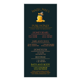 Black Bee Honey Label Metallic Gold Text  Reclamekaart