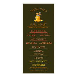 Black Bee Honey Label Metallic Gold Text  Reclamekaart