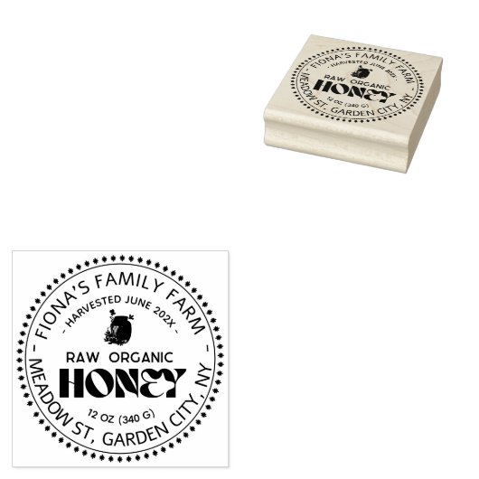 Black Bee Honey Label Metallic Gold Text Rubberstempel (Gestempeld)