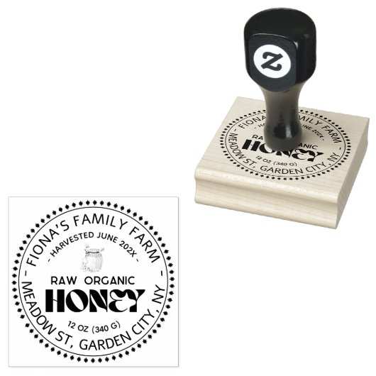 Black Bee Honey Label Metallic Gold Text  Rubberstempel (Gestempeld)