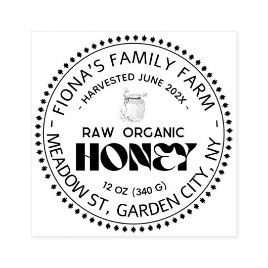 Black Bee Honey Label Metallic Gold Text  Rubberstempel (Afrduk)