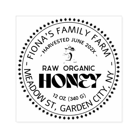 Black Bee Honey Label Metallic Gold Text Rubberstempel (Afrduk)