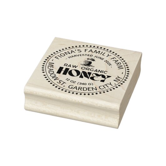 Black Bee Honey Label Metallic Gold Text Rubberstempel (Stempel)