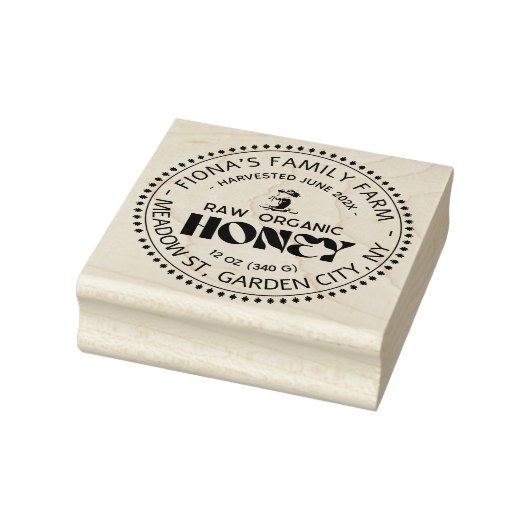 Black Bee Honey Label Metallic Gold Text Rubberstempel (Stempel)