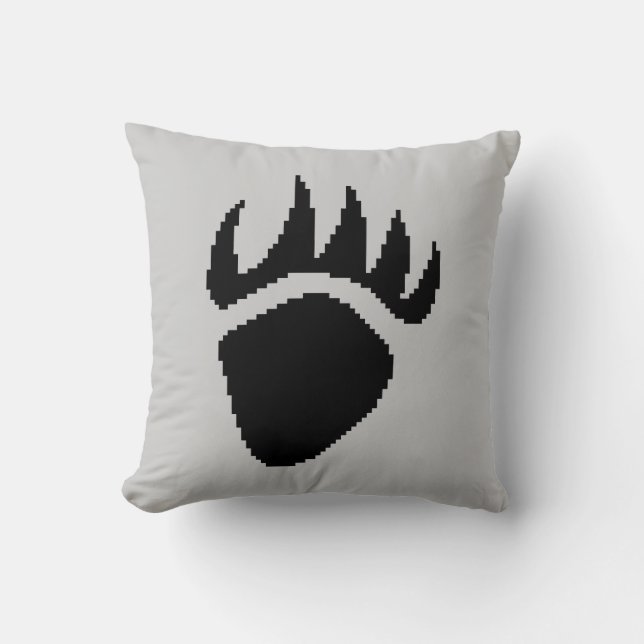 Black Beer Claw Pixel Grey Kussen (Voorkant)
