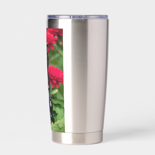 Black beer game-speler geïsoleerde drinkbeker (Achterkant)