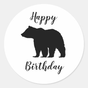 Black Beer Happy Birthday Camper Ronde Sticker