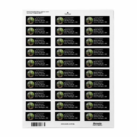 BLACK BEER Wildlife Return Address Labels (Full Sheet)