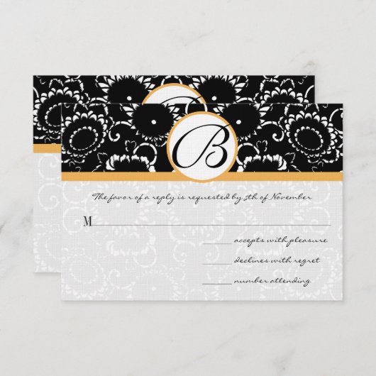 Black Beesax Sunflower Weddenschap Kaarten RSVP Kaartje (Voorkant / Achterkant)