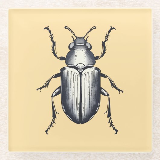 Black Beetle Glazen Onderzetter (Voorkant)