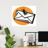 Black Beetle Insect on Envelope Poster (Thuiskantoor)