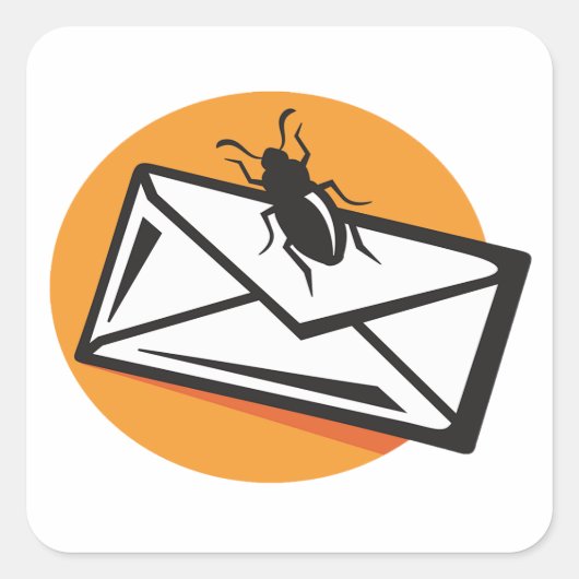 Black Beetle Insect on Envelope Vierkante Sticker (Voorkant)