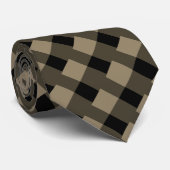 Black & Beige Art Checked Official Modern Stropdas (Opgerold)