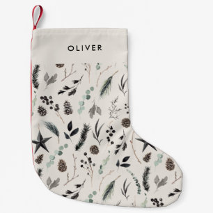 Black beige modern scandi elegant script Kerstmis Kleine Kerstsok