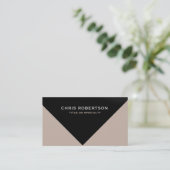 Black Beige Modern Simple Plain Visitekaartje (Staand voorkant)