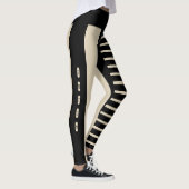 Black Beige Stripes Pattern Leggings (Rechts)