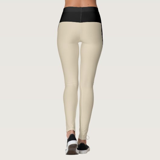 Black Beige Stripes Pattern Leggings (Achterkant)