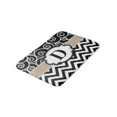 Black Beige Swirls Chevron Badmat (Gekanteld)