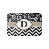 Black Beige Swirls Chevron Badmat (Voorkant)