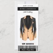 Black Beige Tuxedo Verjaardag Ticket Uitnodiging (Voorkant)