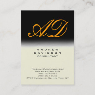 Black Beige Vertical Oranje Monogram Visitekaartje