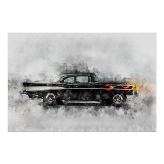 Black Bel Air 1957 Perfect Poster