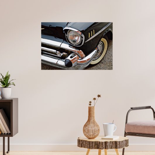Black Bel Air Classic Vintage Car Fender Poster (Woonkamer 3)