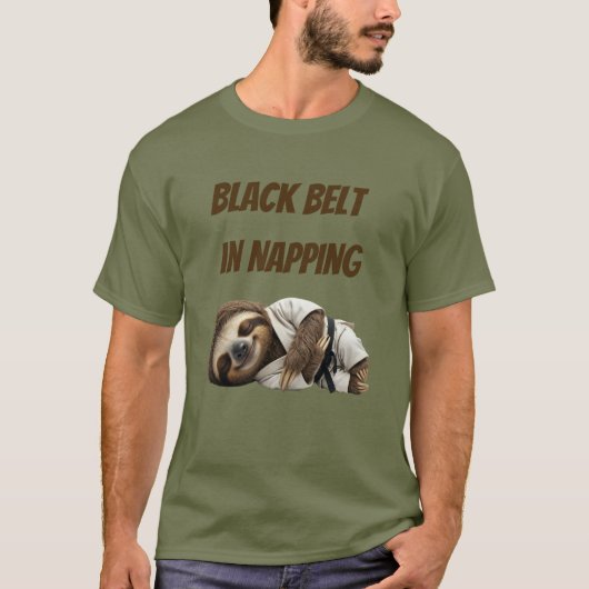 Black Belt In Napping Sloth T-shirt (Voorkant)