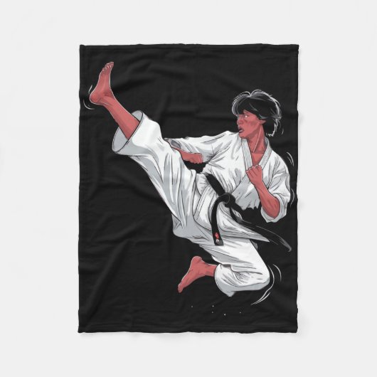 Black Belt Karate Fighter Fleece Deken (Voorkant)