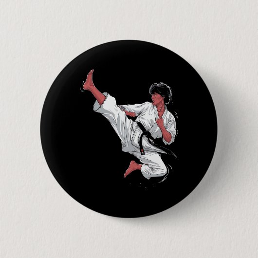 Black Belt Karate Fighter Ronde Button 5,7 Cm (Voorkant)